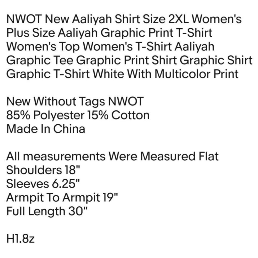 NWOT New Aaliyah Shirt Size 2XL Women's Plus Size Aaliyah Graphic Print T-Shirt - Picture 2 of 5